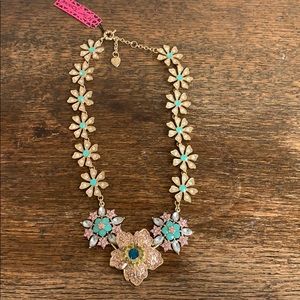 NWT pink and teal floral necklace